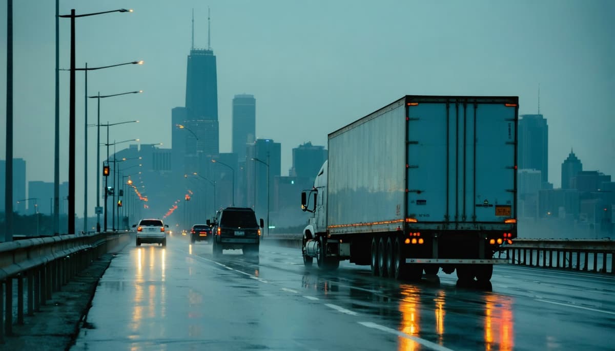 Semi-truck on a Chicago highway